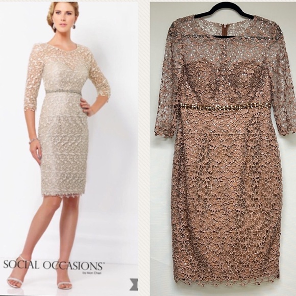 Social Occasions by Mon Cheri Dresses & Skirts - Social occasion by Mon Cheri 3/4 sleeves lace cocktail dress